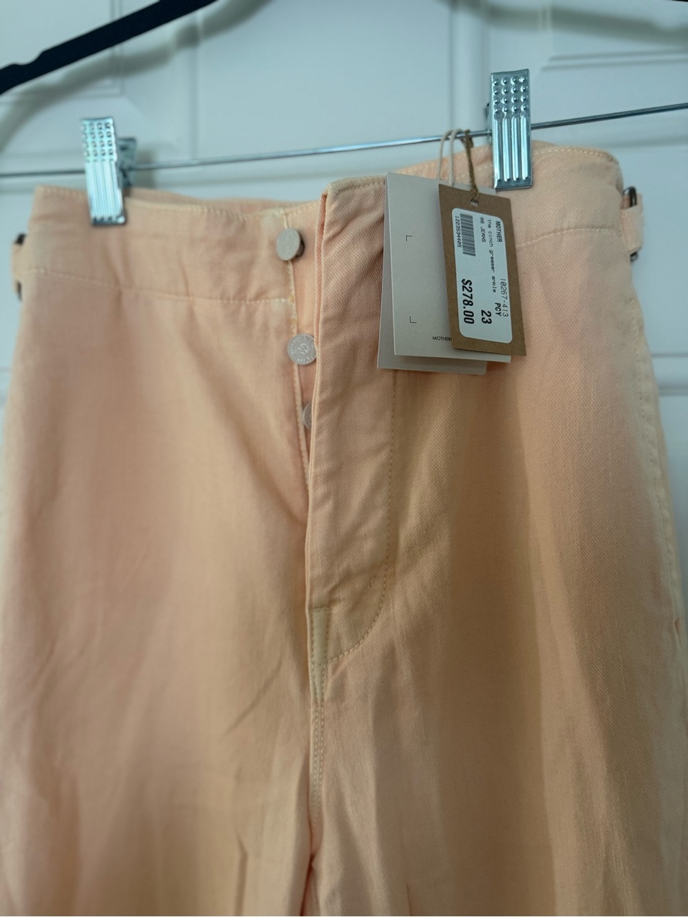 MOTHER Peach High-Rise Button Fly PantsNWT